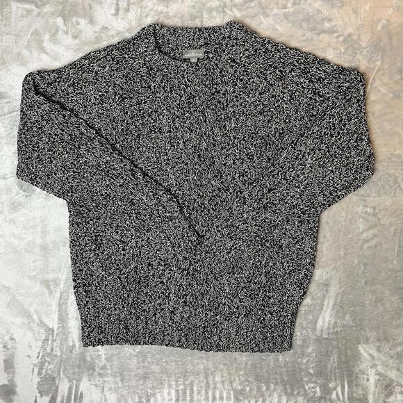 LL Bean Signature Fishermans Sweater Mens XL Pullover Black Marbled Chunky - Picture 1 of 5